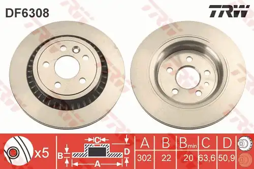 спирачен диск TRW DF6308