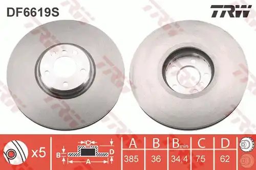 спирачен диск TRW DF6619S