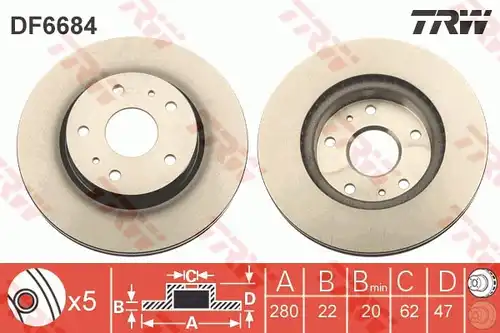 спирачен диск TRW DF6684