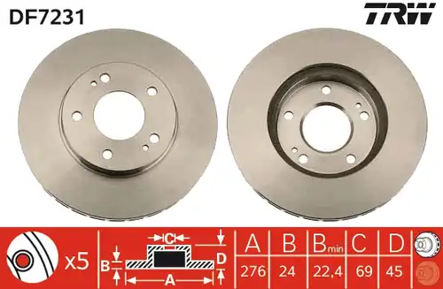 спирачен диск TRW DF7231