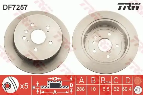 спирачен диск TRW DF7257