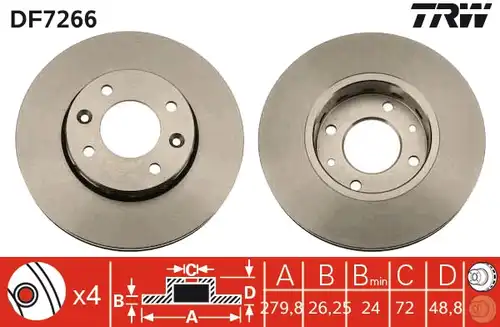 спирачен диск TRW DF7266