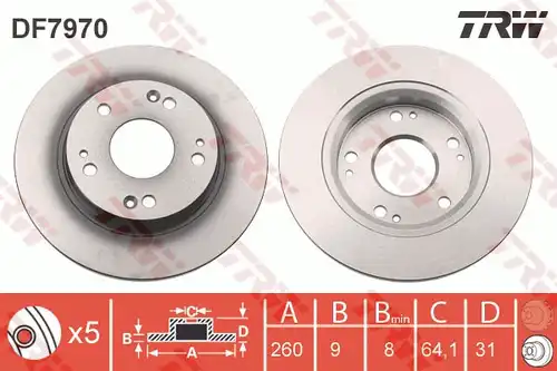 спирачен диск TRW DF7970