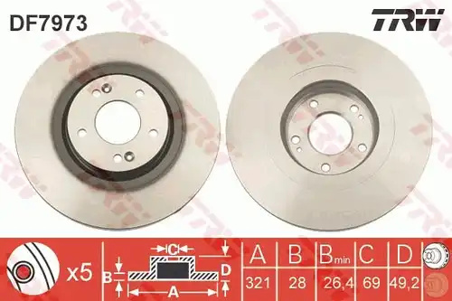 спирачен диск TRW DF7973