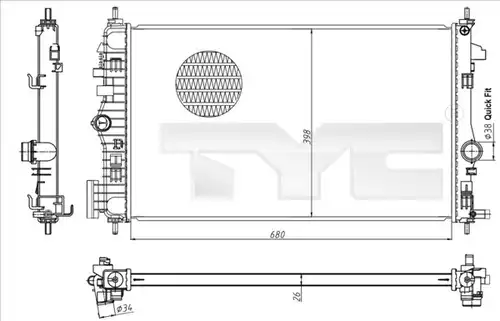 воден радиатор TYC 725-0047