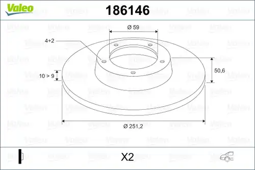 спирачен диск VALEO 186146