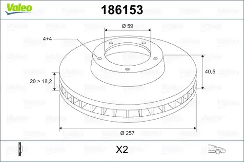 спирачен диск VALEO 186153