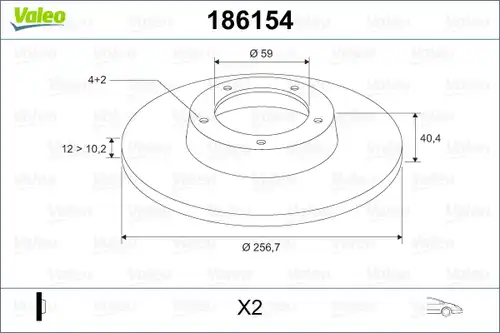 спирачен диск VALEO 186154