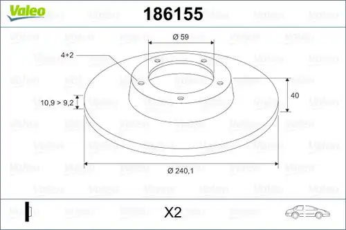 спирачен диск VALEO 186155