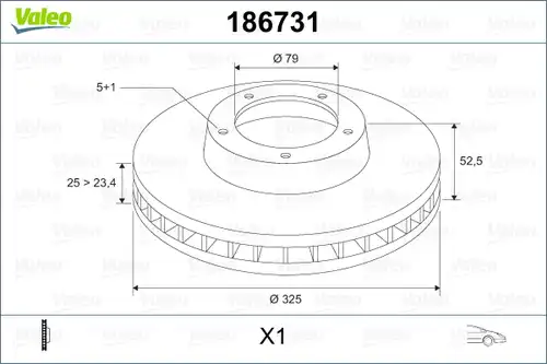 спирачен диск VALEO 186731