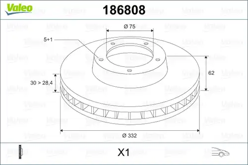 спирачен диск VALEO 186808