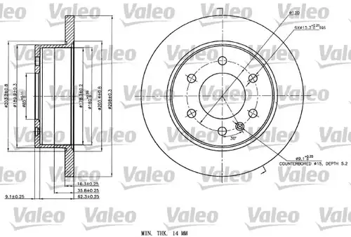 спирачен диск VALEO 187142