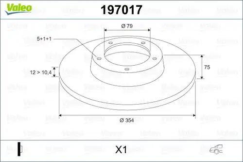 спирачен диск VALEO 197017