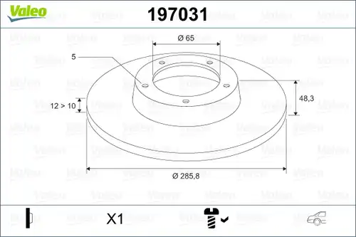 спирачен диск VALEO 197031