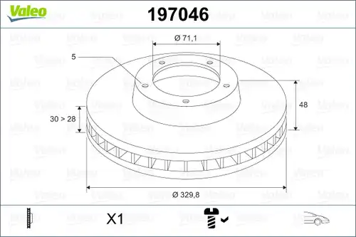 спирачен диск VALEO 197046