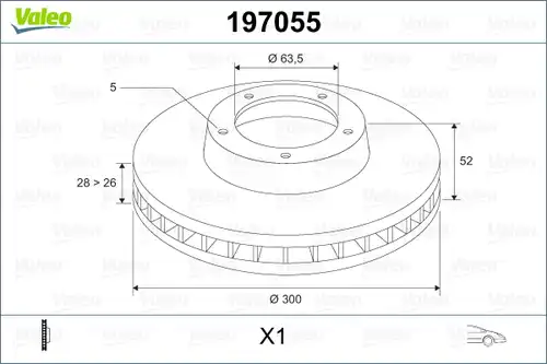 спирачен диск VALEO 197055