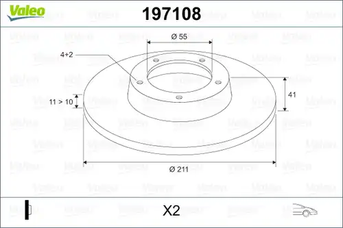 спирачен диск VALEO 197108