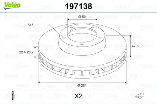 спирачен диск VALEO 197138