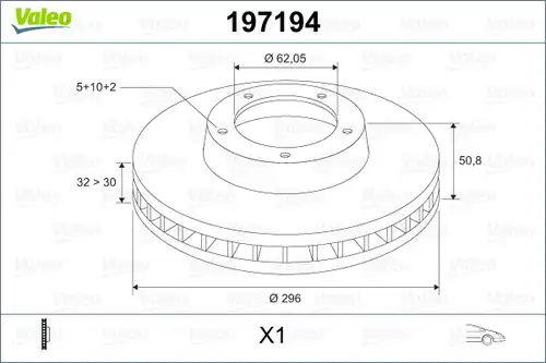 спирачен диск VALEO 197194