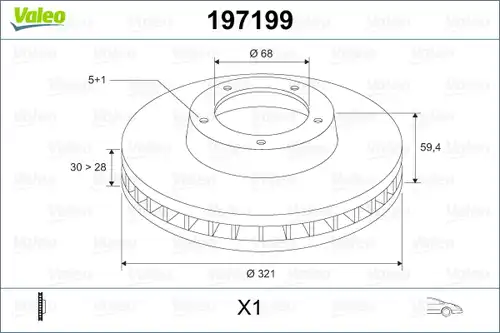 спирачен диск VALEO 197199