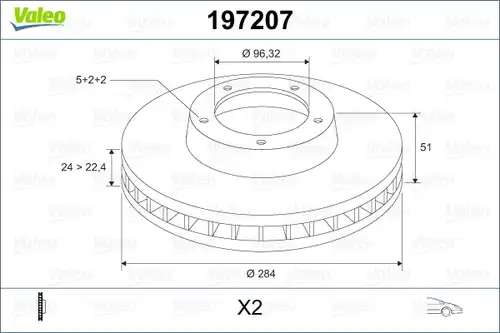 спирачен диск VALEO 197207