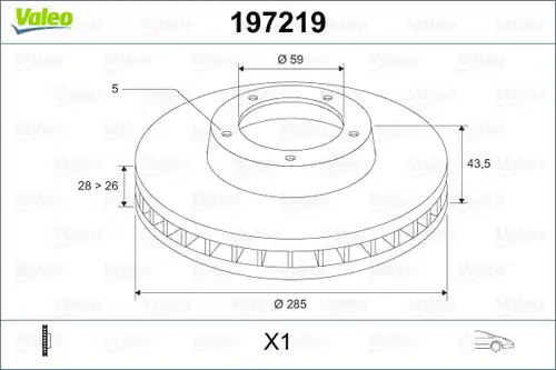 спирачен диск VALEO 197219