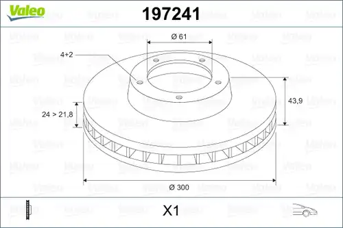 спирачен диск VALEO 197241