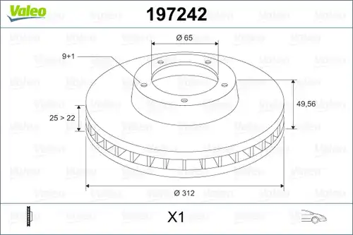 спирачен диск VALEO 197242