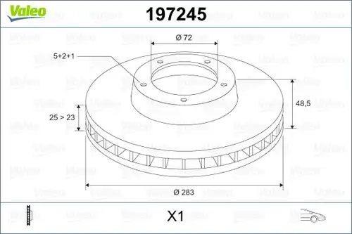 спирачен диск VALEO 197245