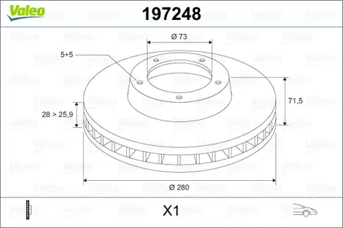 спирачен диск VALEO 197248