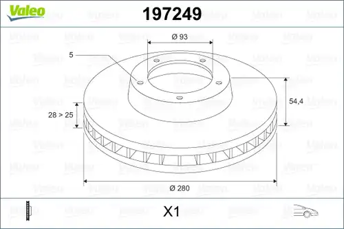 спирачен диск VALEO 197249