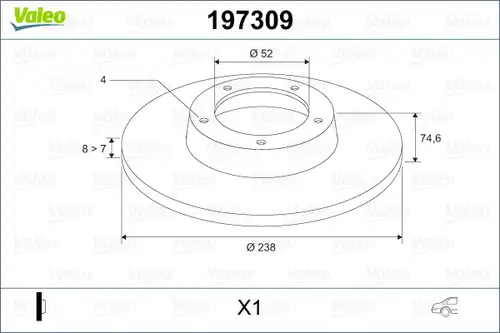 спирачен диск VALEO 197309