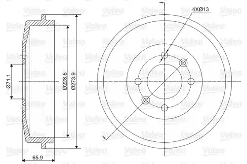 спирачен барабан VALEO 237000