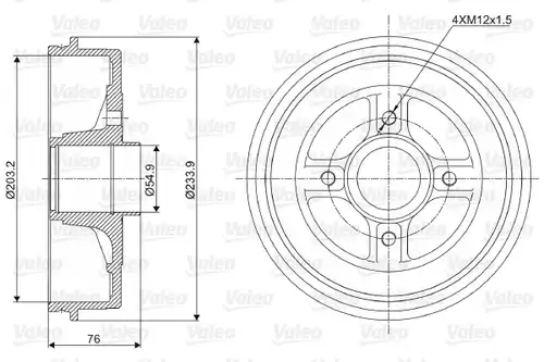 спирачен барабан VALEO 237003