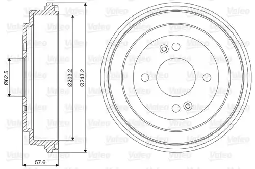 спирачен барабан VALEO 237091