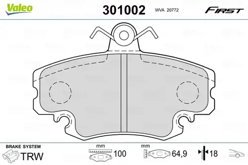 накладки VALEO 301002