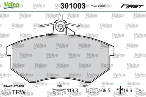 накладки VALEO 301003