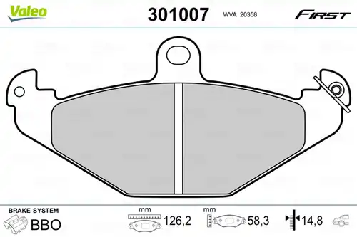 накладки VALEO 301007