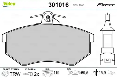 накладки VALEO 301016