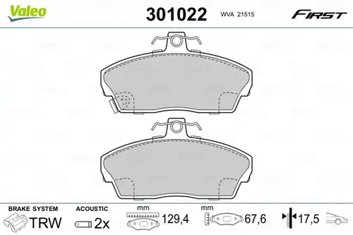 накладки VALEO 301022