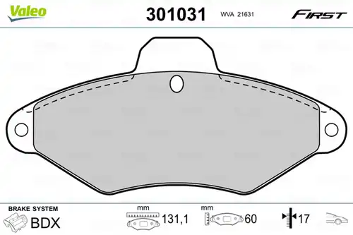 накладки VALEO 301031