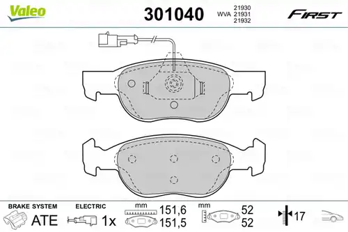 накладки VALEO 301040