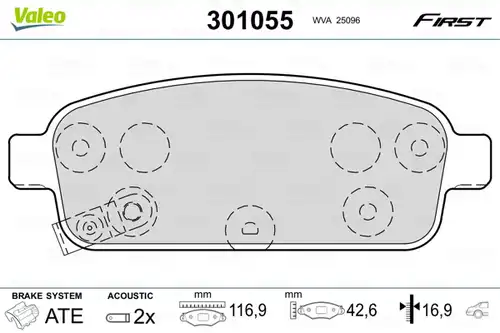 накладки VALEO 301055