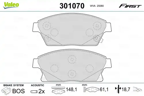 накладки VALEO 301070