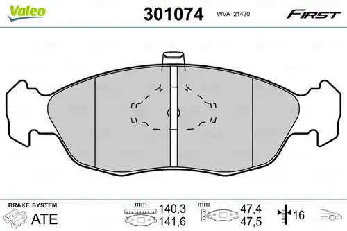 накладки VALEO 301074