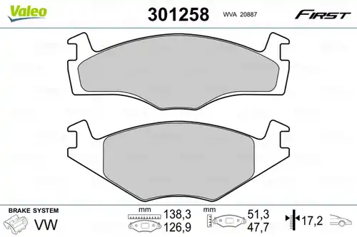 накладки VALEO 301258