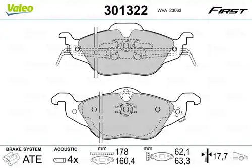 накладки VALEO 301322