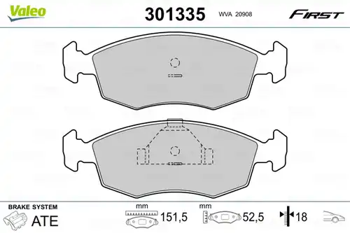 накладки VALEO 301335