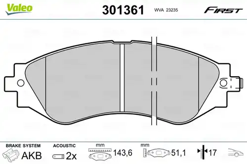 накладки VALEO 301361