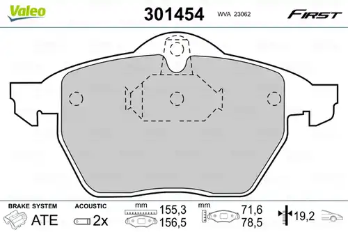 накладки VALEO 301454